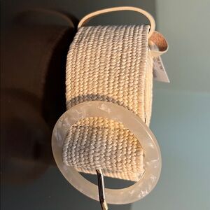 J. Crew Beige Woven Belt with Ivory Buckle